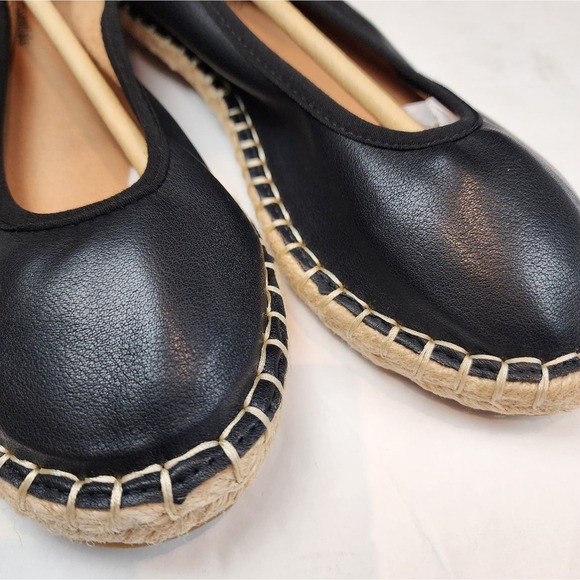 New Black Espadrille Ballet Flats Womens Black Cushion Comfort Slipons Size 6 - Picture 12 of 12